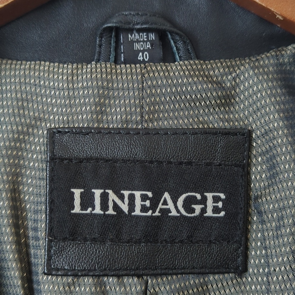 Lineage 90's Vintage Classic Genuine Leather Blazer Jacket Black 40 Large - Picture 4 of 16